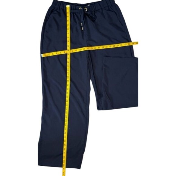 Michael Kors Size L Navy Blue Wide-Leg Drawstring Pants - Picture 4 of 6